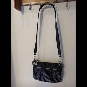 Coach Poppy Black Metallic Leather Hipster Bag